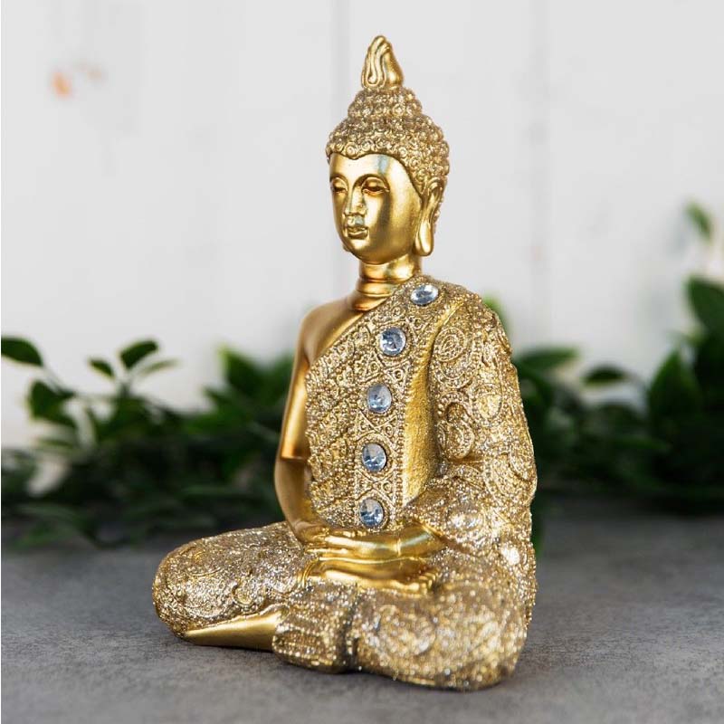 Gold Sitting Thai Buddha Figurine 17cm
